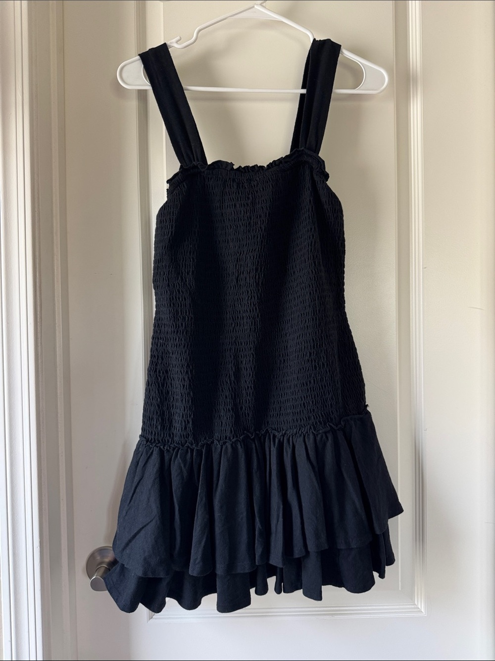 NWT American Eagle Outfitters Black Smocked Tiered Mini Dress / C54